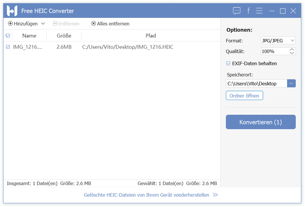 HEIC Dateien konvertieren