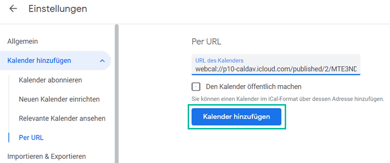 Kalender hinzufügen per URL