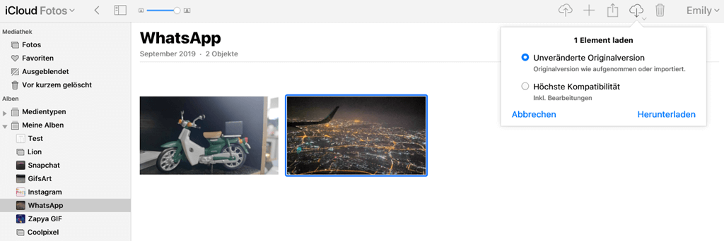 iCloud Fotos auf PC laden