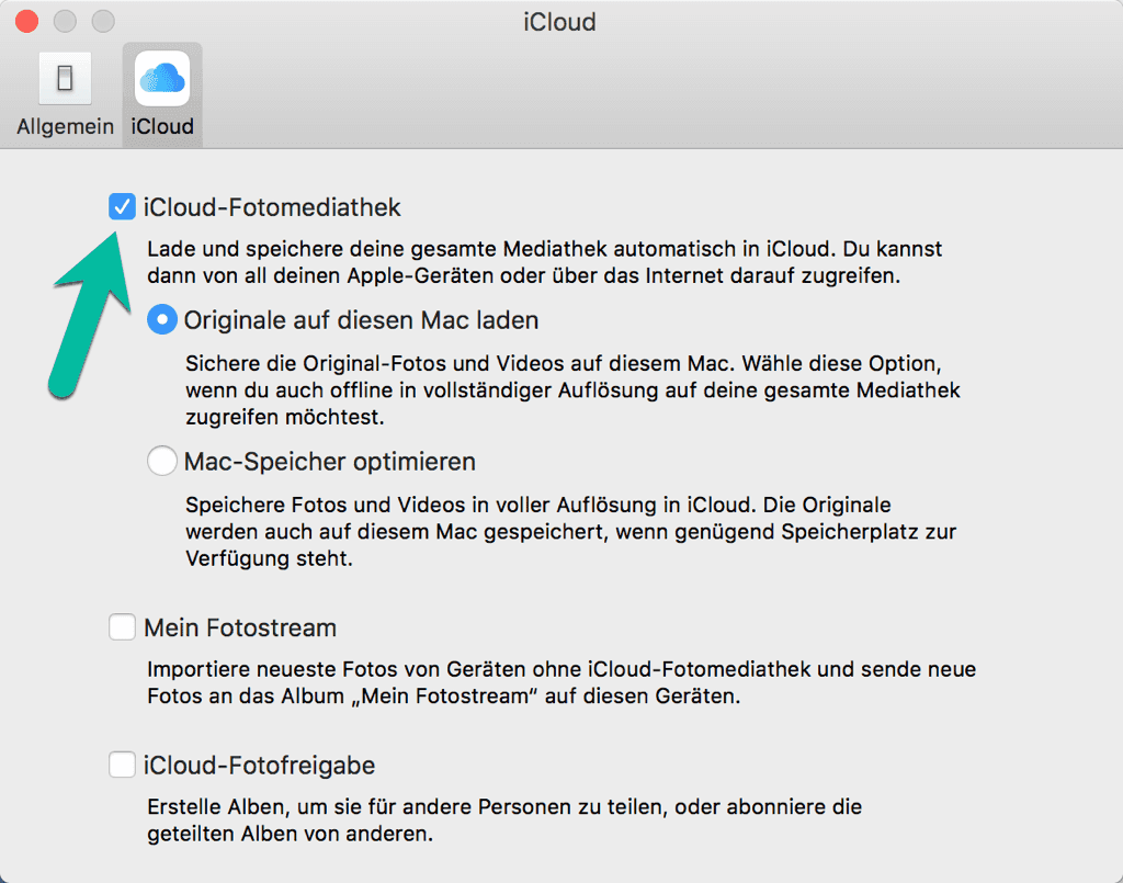 iCloud Fotomediathek aktivieren auf Mac