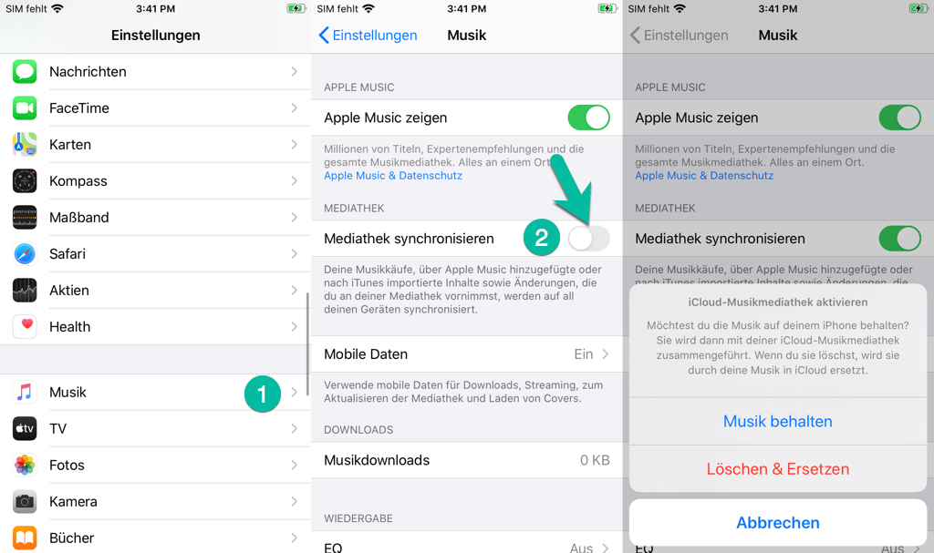 iCloud Musikmediathek aktivieren auf iPhone