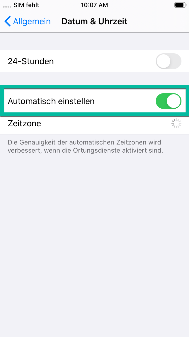 iPhone Daten Uhrzeit Automatisch einstellen