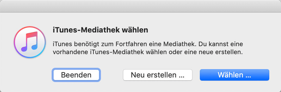 iTunes Mediathek wählen