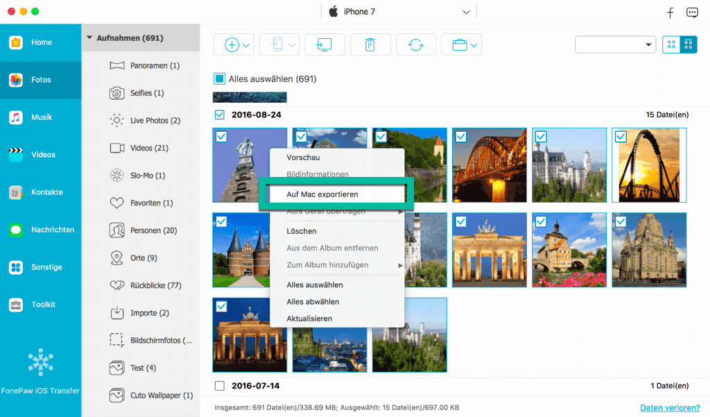 iPhone Fotos auf Mac exportieren