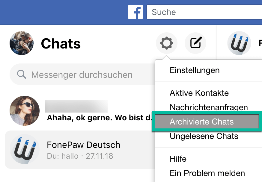 Facebook Messenger archivierte Nachrichten wiederherstellen