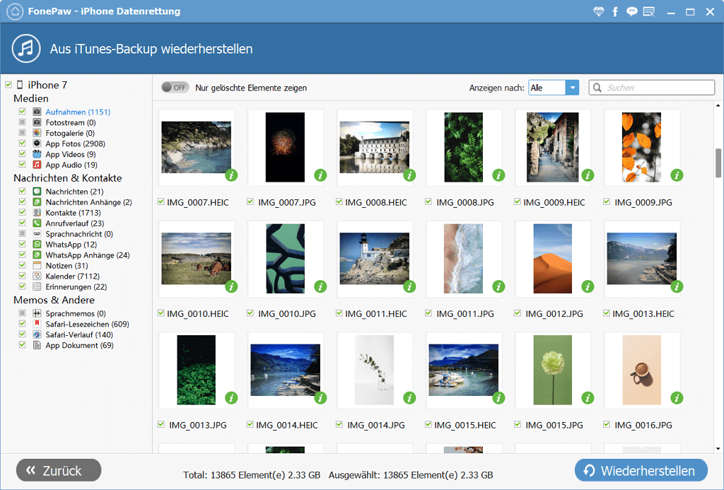 iPhone Fotos wiederherstellen von iTunes Backup