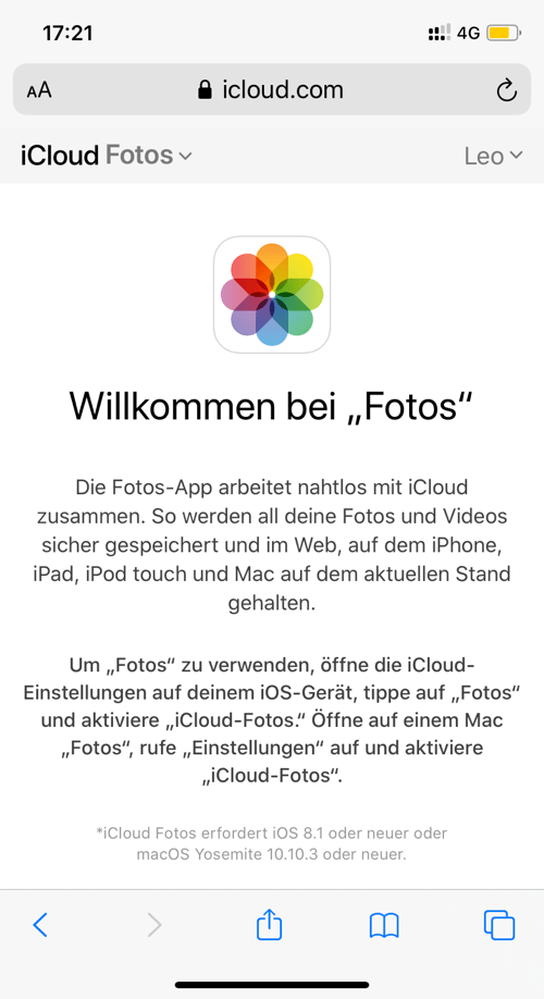 iCloud Fotos auf iPhone zugreifen online