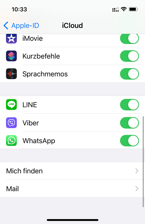 Line mit iCloud synchronisieren