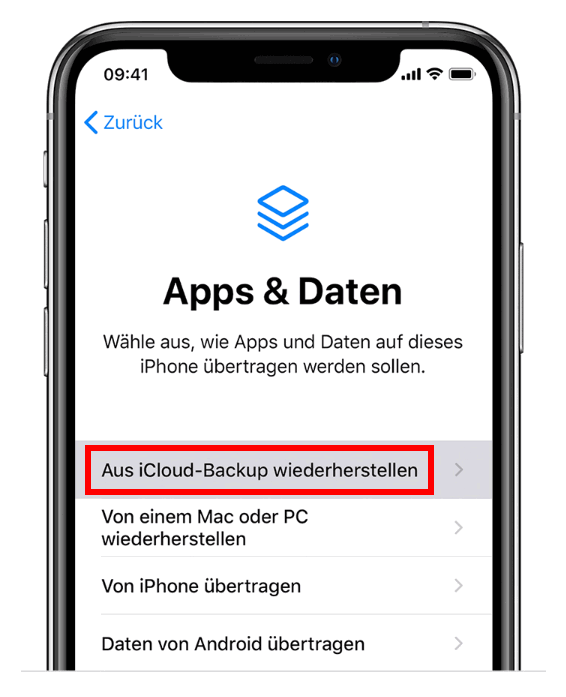 iPhone Daten aus iCloud Backup wiederherstellen