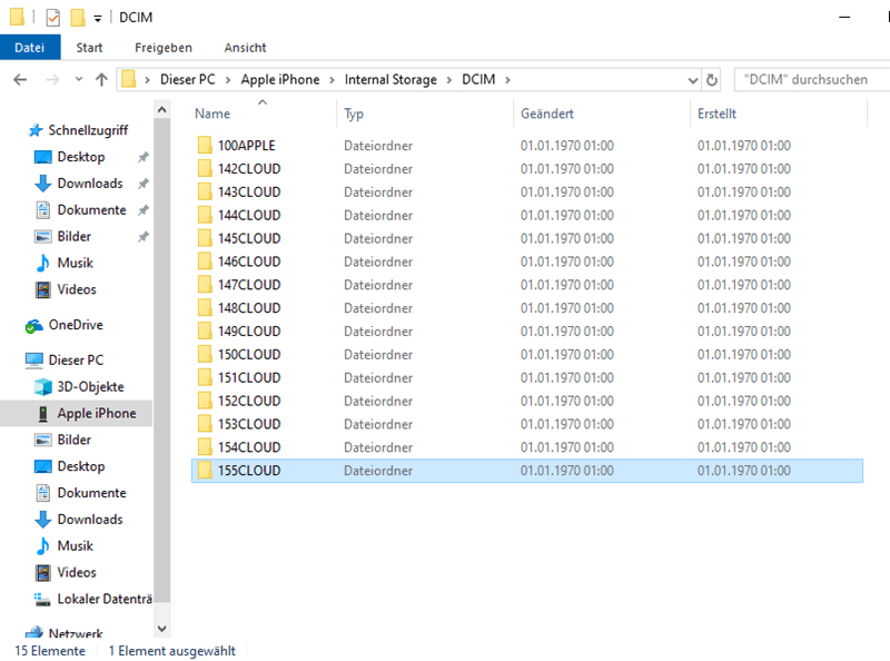 DCIM Ordner vom iPhone im Windows