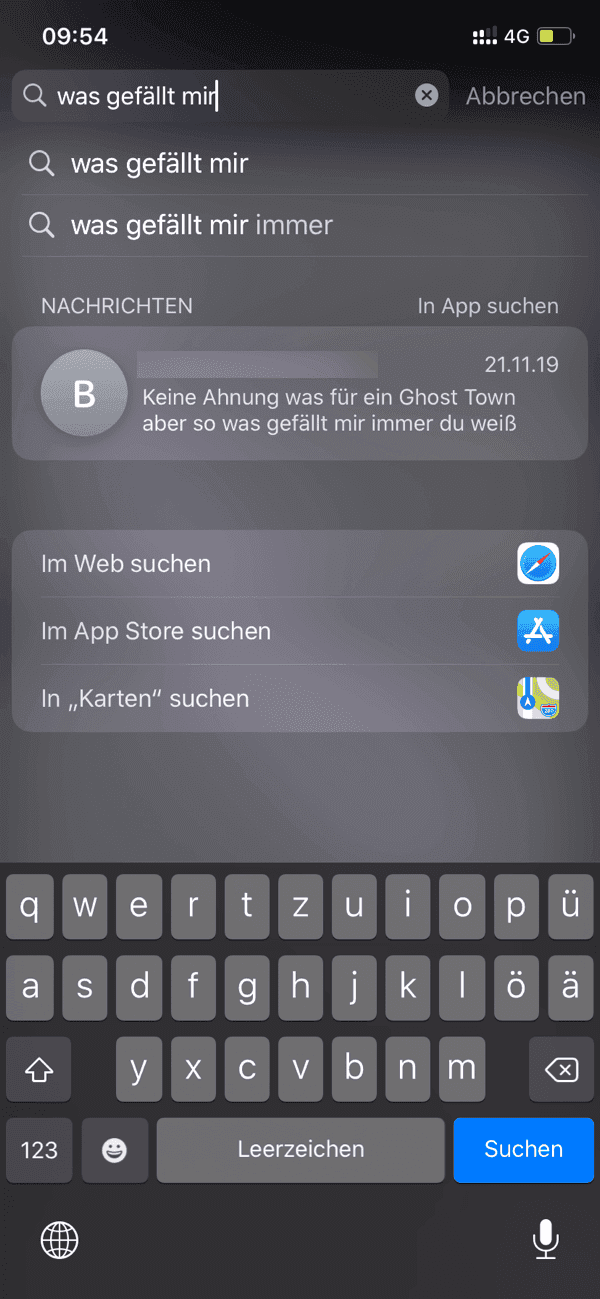 iPhone Nachrichten suchen über Spotlight