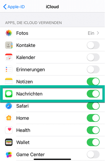 iPhone Nachrichten mit iCloud synchronisieren