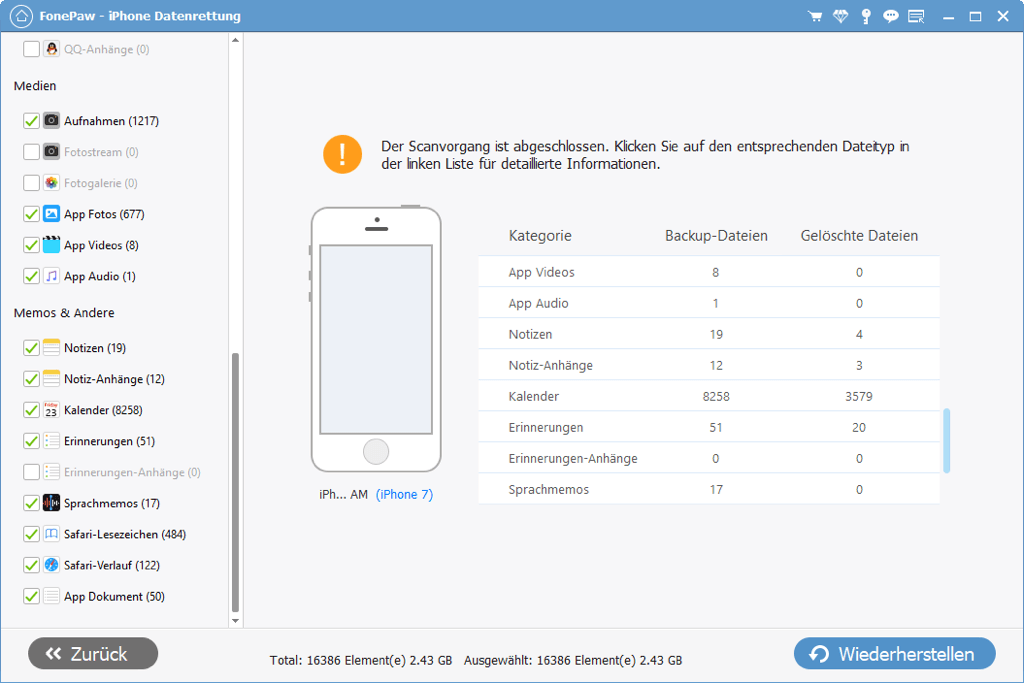 iPhone Daten aus iTunes Backup extrahieren