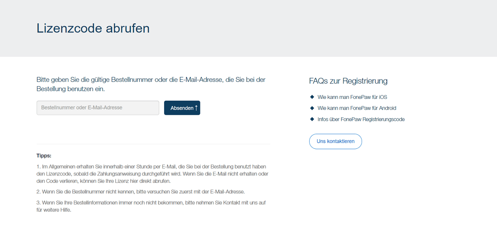 FonePaw Registrierungscode abrufen