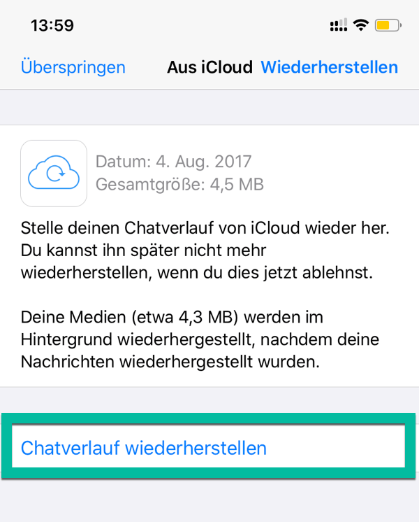 WhatsApp Chatverlauf wiederherstellen