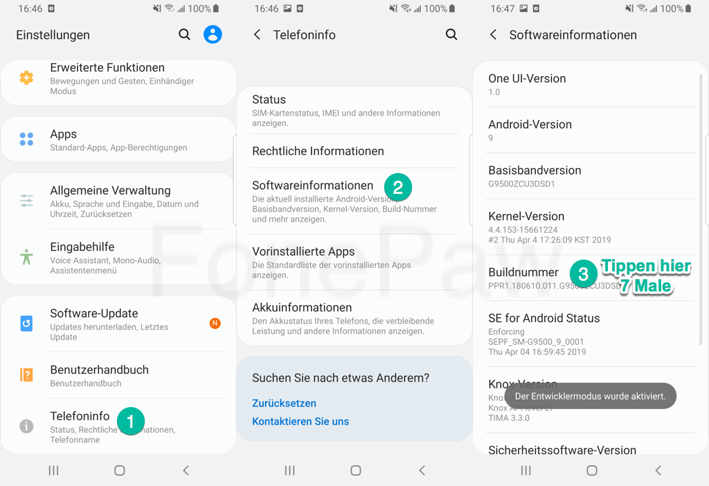 Android Entwicklermodus aktivieren