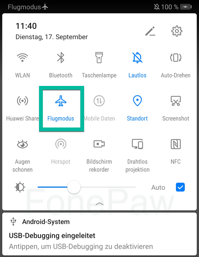 Android Handy Flugmodus aktivieren