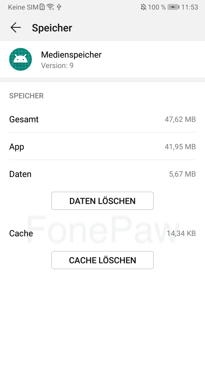 Android Medienspeicher Cache Daten löschen