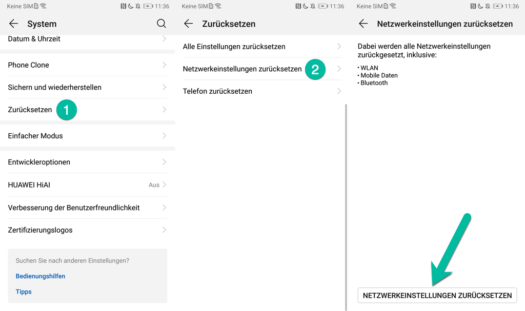 Netzwerkeinstellungen zurücksetzen Android