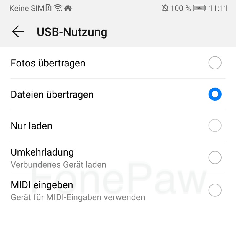 Android als Dateien übertragen MTP verbinden