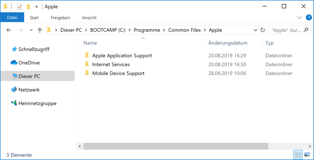 Apple Mobile Device Support Speicherort Windows 10