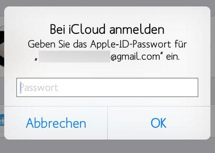 iCloud Passwort Abfrage