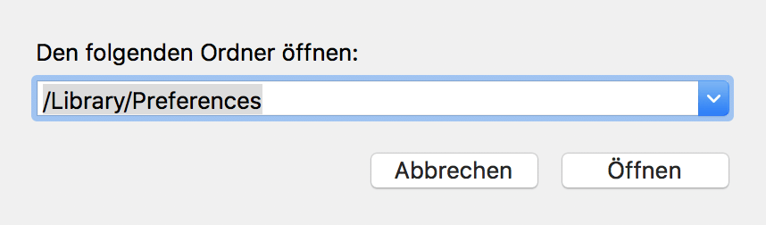 Gehe zum Ordner Library Preferences