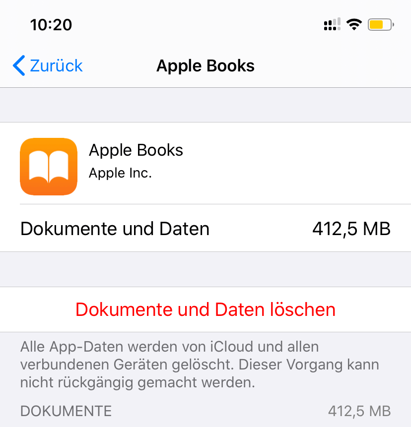 iPhone iCloud Dokumente und Daten löschen