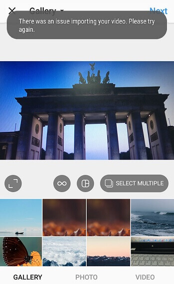 Instagram kann Video nicht hochladen