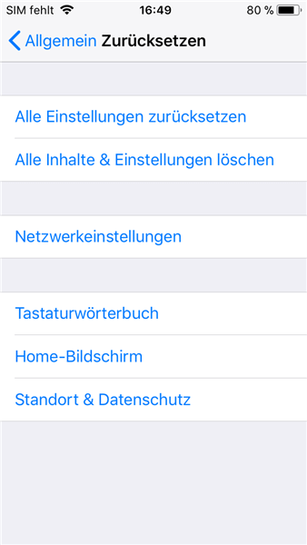 iPhone Alle Einstellungen zurücksetzen