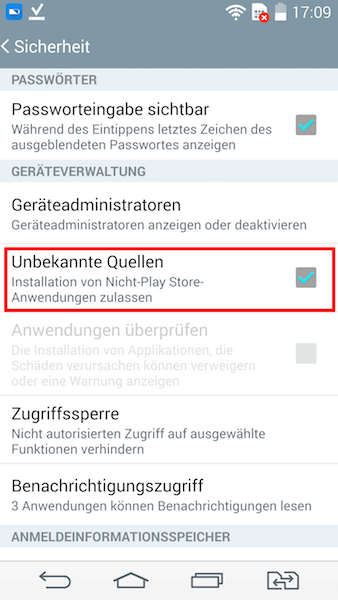Klicken auf unbekannte Quellen 