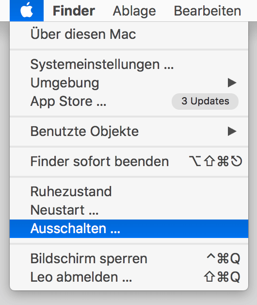 Mac ausschalten