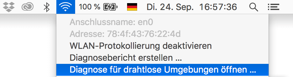 Wlan Diagnose auf Mac öffnen