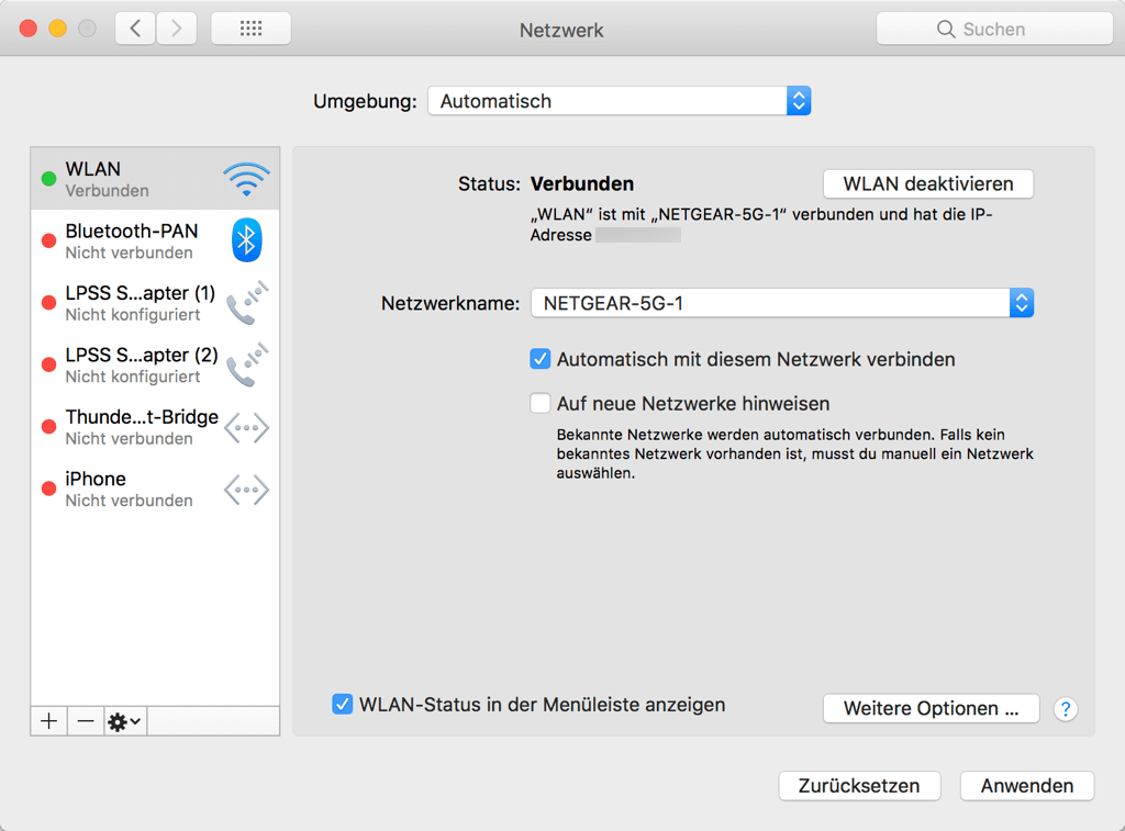 Mac Systemeinstellungen Netzwerk