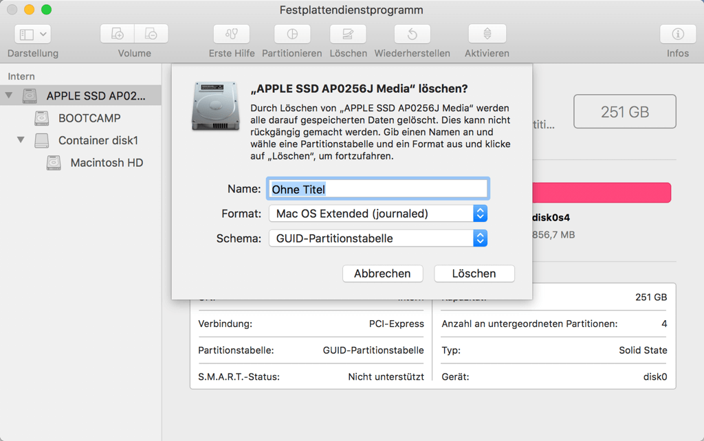 Mac Volume löschen