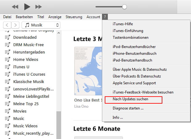 Nach Updates suchen iTunes