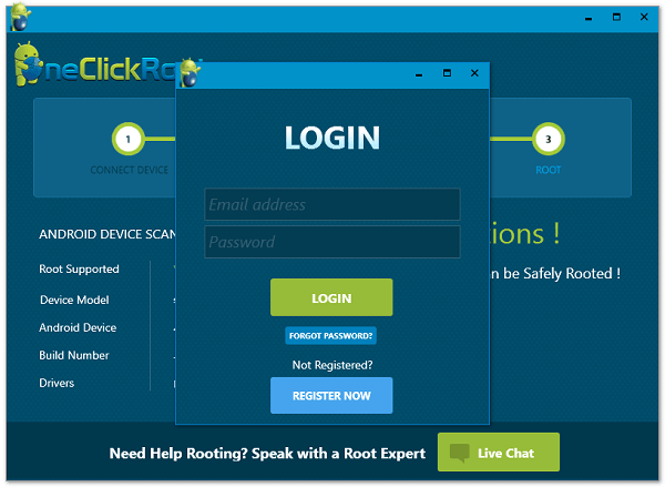 One Click Root einloggen