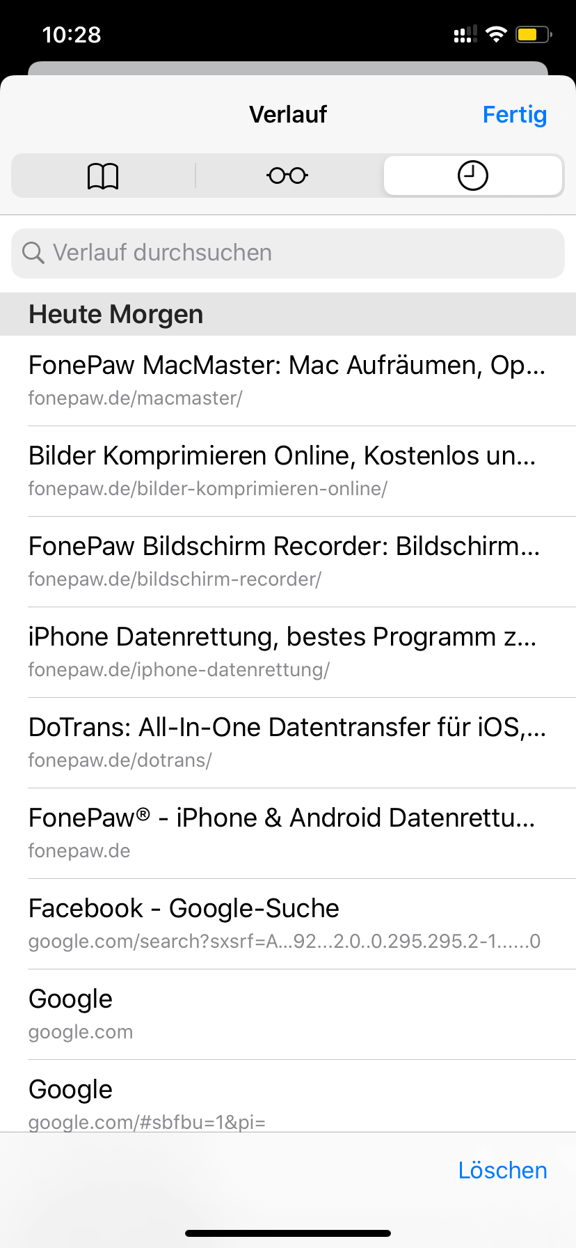 iPhone Safari Browser Verlauf