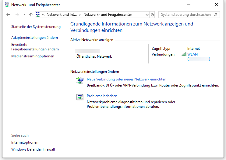 Windows Defender Firewall öffnen