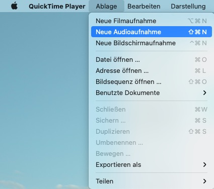 Mac neue Audioaufnahme