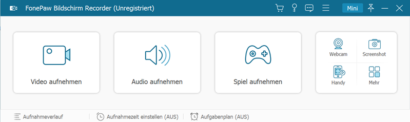 Hauptoberfläche von FonePaw Bildschirm Recorder