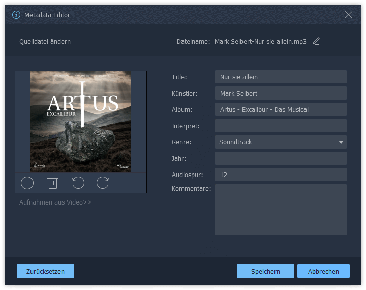 Audio Metadaten bearbeiten