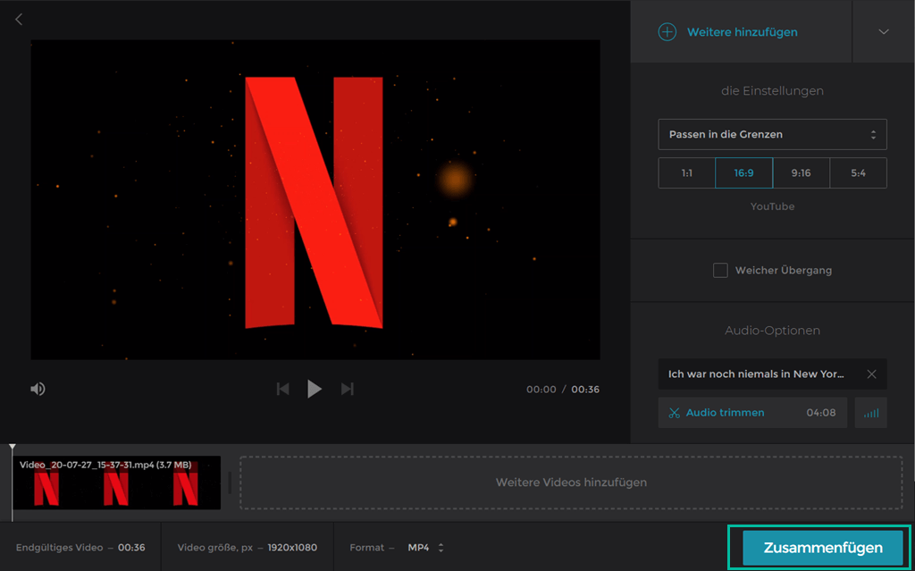 Audio und Video zusammenfügen Online