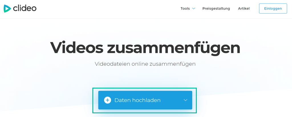 Daten hochladen Video zusammenfügen Clideo