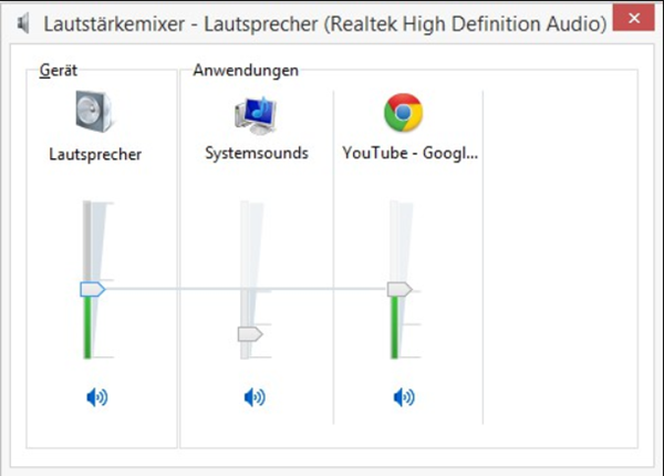 Lautstärkemixer Windows 10