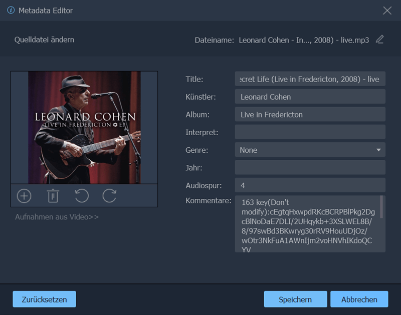 Musik Metadaten bearbeiten