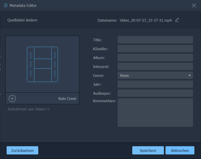 Video Metadaten bearbeiten