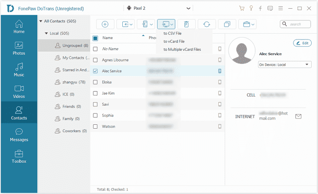 Export Contacts from Android to PC