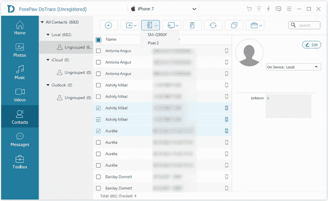 Export Contacts to Devices