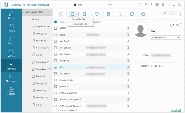 Import Contacts to iPad and iPhone